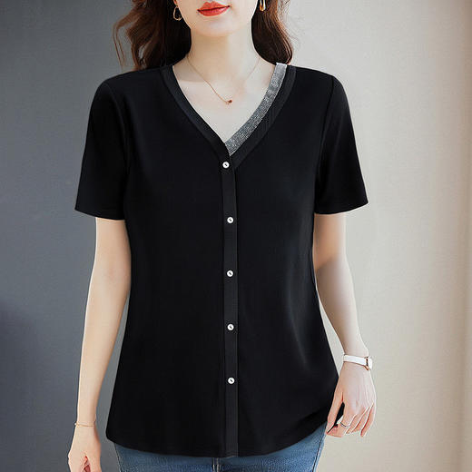 v领短袖t恤女2026年新款高级感上衣大码宽松中长款遮屁股显瘦衣服 商品图4
