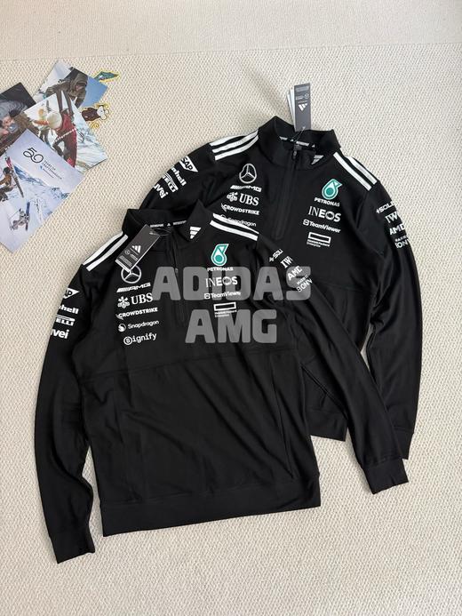 梅赛德斯联名Adidas  AMG车队半拉链套头衫长袖T恤 商品图4