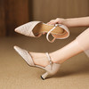 【预售7天】罗马风尖头包头凉鞋法式优雅镂空透气包头细跟时装凉鞋女气质通勤尖头一字带中空单鞋ASN&3021 商品缩略图0