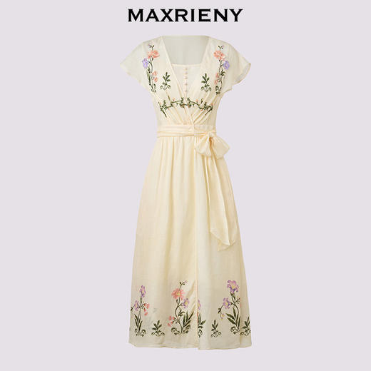 【杨超越同款】MAXRIENY优雅度假风连衣裙25夏款法式田园系带长裙(货号:MC86DR058) 商品图4