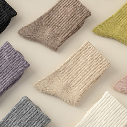 【5双装】女士秋冬7A抗菌防臭中通袜 纯棉无骨秋冬保暖堆堆袜长袜 商品图2