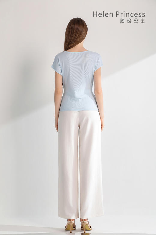 雅致荡领飘带收腰上衣 商品图3