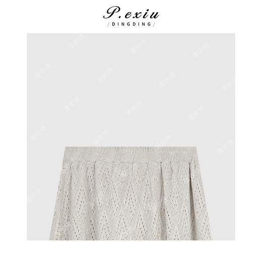 04-2潘依绣丁丁宠粉 气质镂空磨绒加厚针织A字显瘦松紧腰半身裙W-63618 商品图2