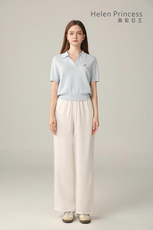 POLO领小V短袖上衣 商品图1