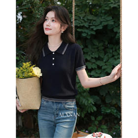 鹿向南【0331/20:00新品前1小时7折限量100件】黑色短袖针织衫