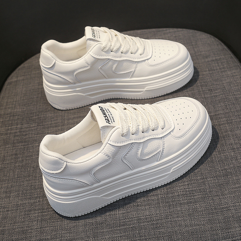 真皮小白鞋新款百搭爆款松糕厚底增高女鞋休闲运动板鞋188