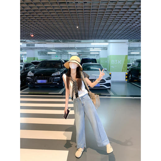 <曾小咸推荐>韩系高腰直筒牛仔裤【预售款，预计3-15天！！】 商品图1