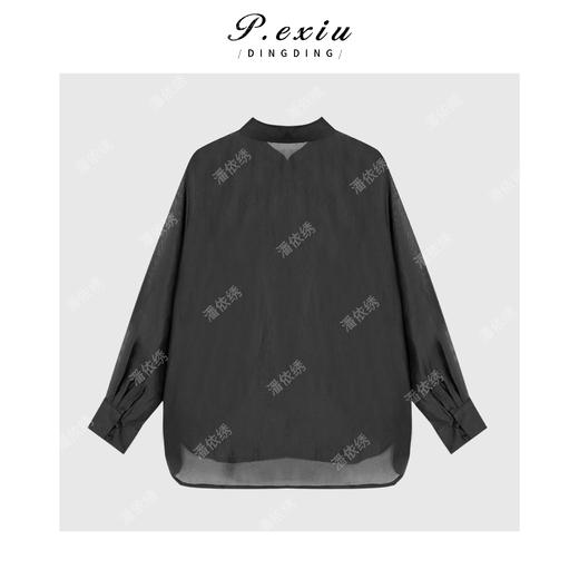 PanYiXiu/潘依绣人丝国风轻薄盘扣气质立领长袖衬衫 W-63613 商品图2