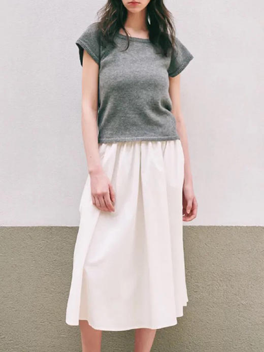 FE｜针织漂浮半身长裙 棉羊绒混纺 [ 黑 / 白 ] 商品图0