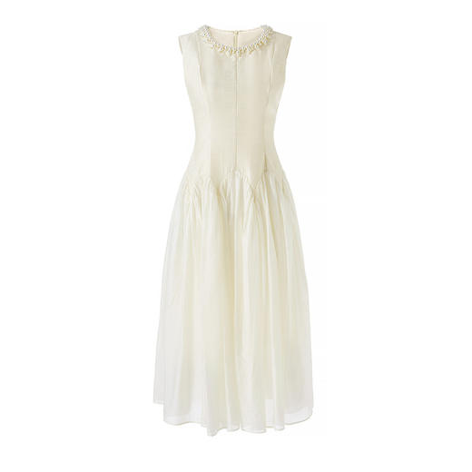 「高货wl」全新升级【铂金会员349/天猫469/差价120】(04427)洛诗琳气质重工钉珠连衣裙2026新款天丝绉纱收腰茶歇裙女 商品图4