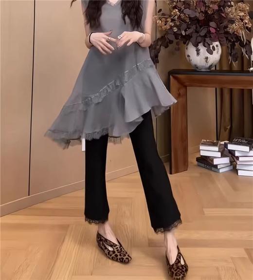 蕾丝边微喇小黑裤 商品图4