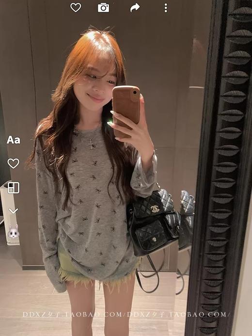 满印蝴蝶结长袖 T 商品图9