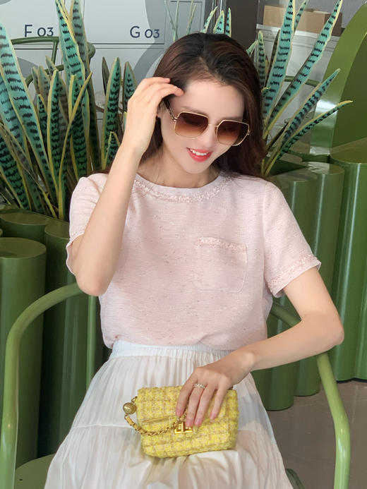 【百图 lulu定制】【香香千金上衣】轻奢 香风 花纱肌理 重工手工编织 短袖上衣 商品图10