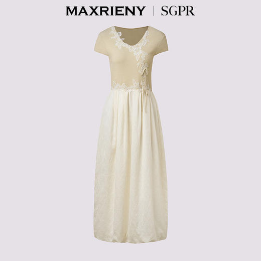 【SGPR】优雅度假风蕾丝绣花连衣裙花苞型拼接长裙夏(货号:MU86DR265) 商品图4