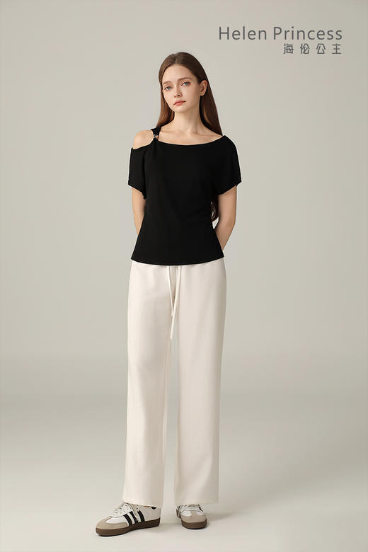 金属扣露肩T恤 商品图3