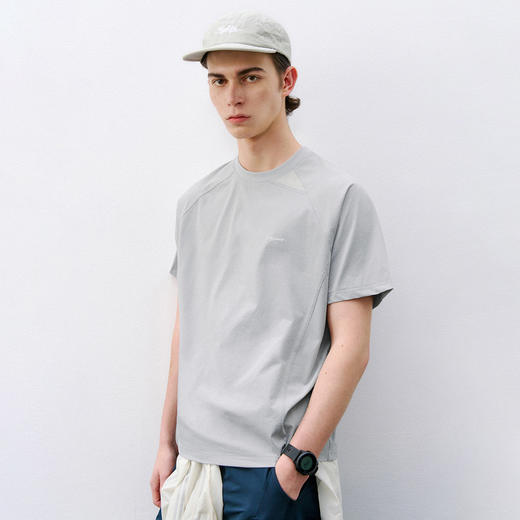 714street后背网眼吸湿速干运动骑行短袖夏季轻薄肌理感拼接T恤男 商品图1