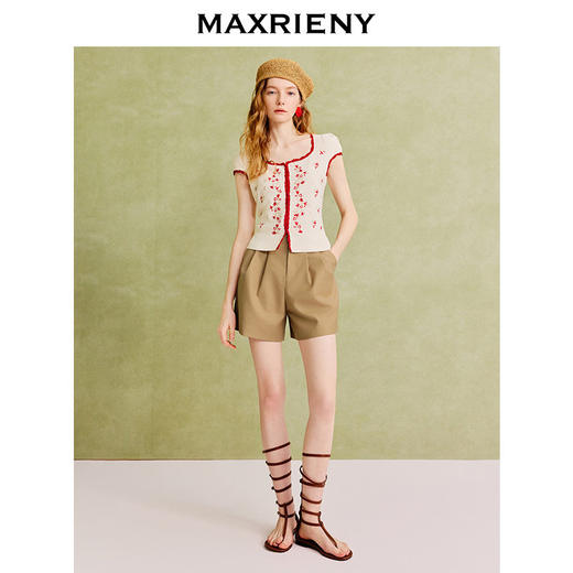 【SGPR】肌理感方领套头针织衫25夏优雅度假修身上衣(货号:MU86SW270) 商品图1