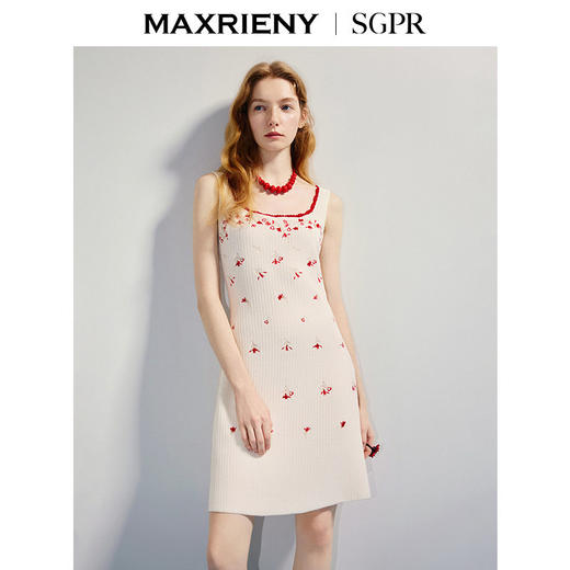 【SGPR】优雅度假连衣裙25夏法式复古无袖a摆针织裙(货号:MU86DR286) 商品图2