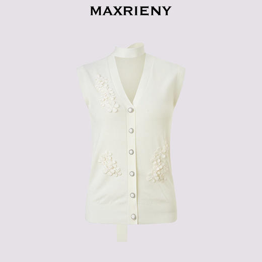 【商场同款】MAXRIENY米白针织马甲立体花设计高级气质感马夹背心(货号:MC86VE008) 商品图4
