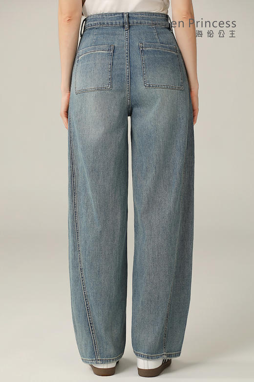做旧水洗蓝弯刀牛仔裤 商品图3