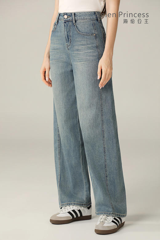 做旧水洗蓝弯刀牛仔裤 商品图1