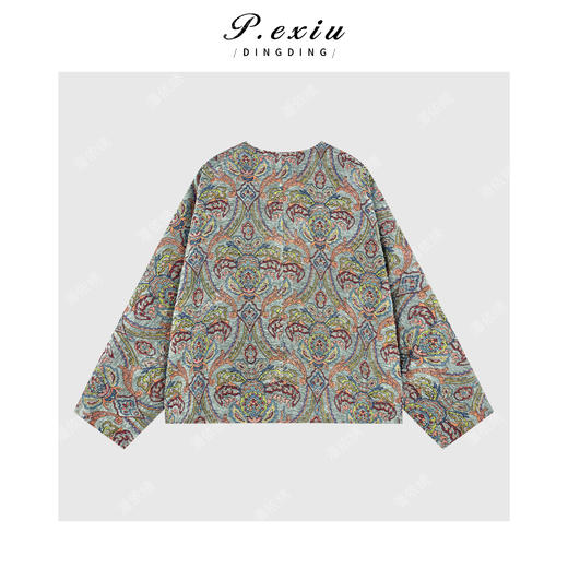 潘依绣丁丁宠粉 进口白鹅绒复古提花廓形休闲鹅绒服 Q16813 商品图1