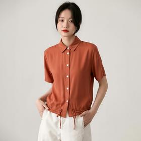 【晚吟】桑 蚕丝Polo领衬衫短袖上衣ZS25046