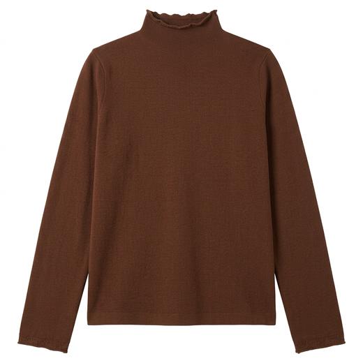 雅致通勤~蕾丝小立领叠穿打底衫精纺羊 绒质感内搭针织上衣30R0572 商品图3