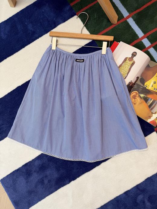 缪缪 浅蓝格纹半裙+浅蓝格纹娃娃领衬衫 商品图11