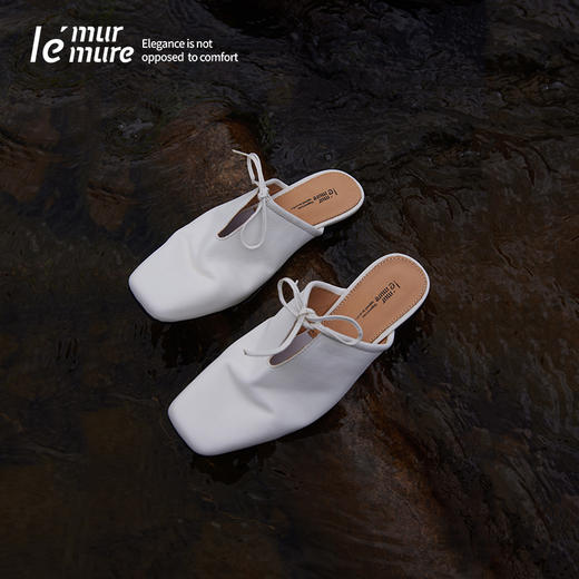 Le' Murmure 夏季新款系带平底半拖鞋褶皱气质小皮鞋气质女鞋 商品图1