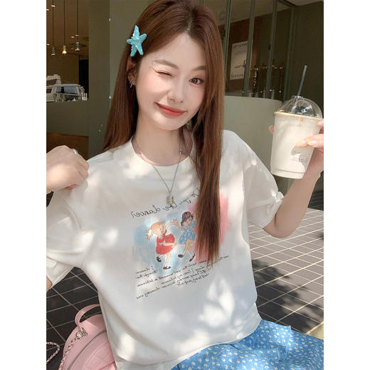 <曾小咸推荐>韩系印花短袖T恤碎花半裙套装【预售款，预计3-15天！！】 商品图0