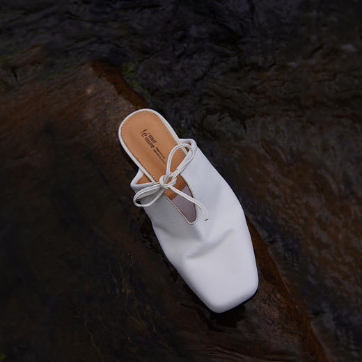 Le' Murmure 夏季新款系带平底半拖鞋褶皱气质小皮鞋气质女鞋 商品图2