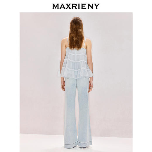 MAXRIENY雾蓝色背心吊带2026年春季新款手工钉钻无袖肌理感上衣(货号:MF80TP011) 商品图3