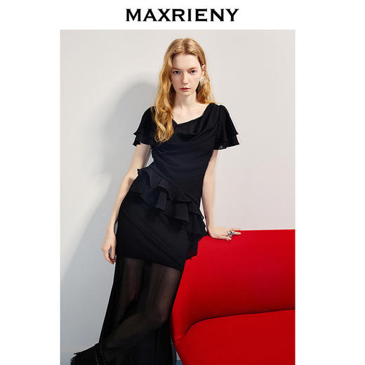 【商场同款】MAXRIENY精致日常感荡领不对称下摆修身上衣25夏款(货号:MC86TP268) 商品图2