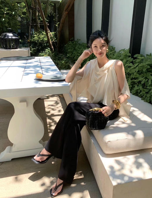 46-7 自留黑色L 150斤都能穿L TR极简直筒阔腿裤 炒鸡显瘦神裤 商品图7