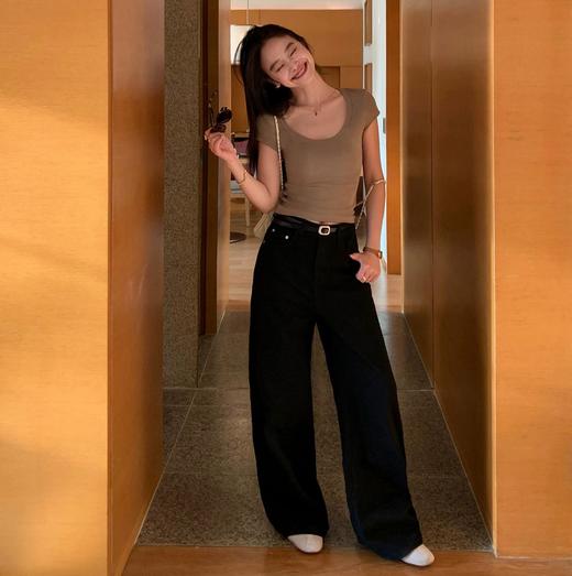 【3-5天发货】isabelle marran气质窄版高腰百搭直筒牛仔裤68905 商品图0