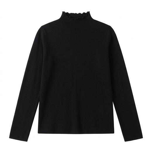 雅致通勤~蕾丝小立领叠穿打底衫精纺羊 绒质感内搭针织上衣30R0572 商品图4