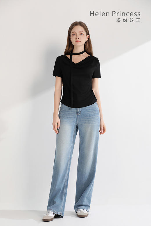 荡领飘带收腰上衣 商品图5