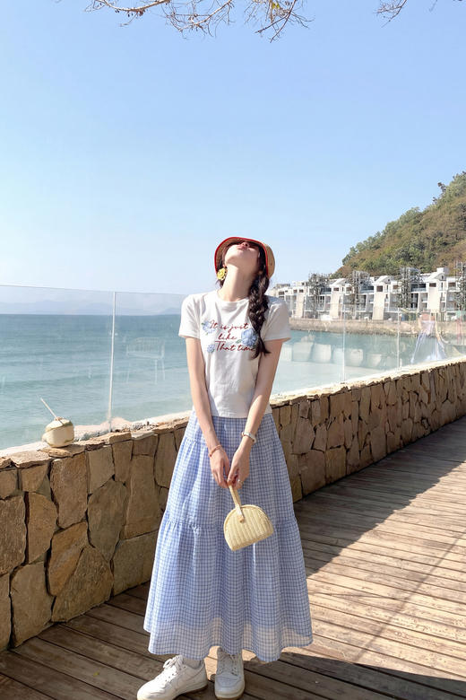 <曾小咸推荐>韩系字母印花短袖T恤半身裙【预售款，预计3-15天！！】 商品图5