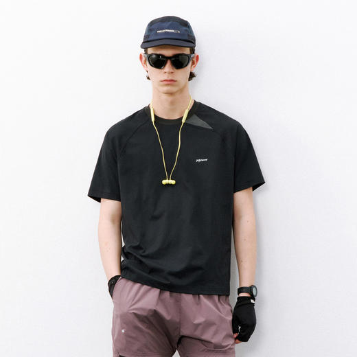 714street后背网眼吸湿速干运动骑行短袖夏季轻薄肌理感拼接T恤男 商品图2