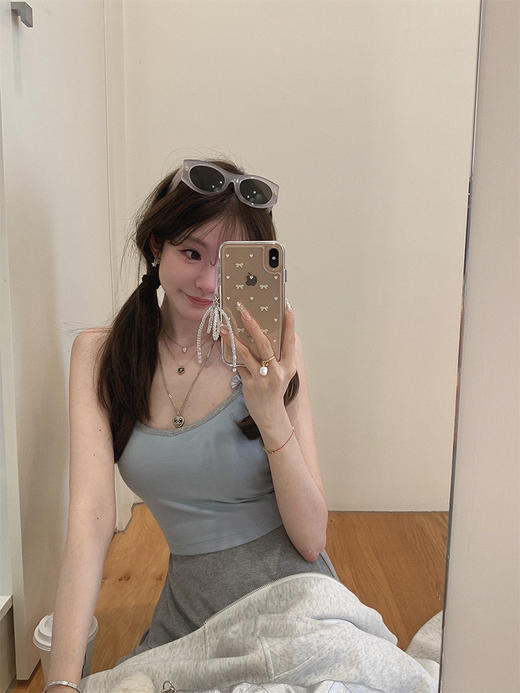 金蘑菇菇 可爱速配 / 陪我度过春夏 自带bra 法式小吊带 商品图3