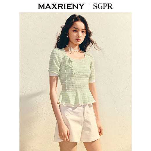 【SGPR】浪漫优雅收腰x型套头毛衫25夏款修身上衣女(货号:MU86SW009) 商品图2