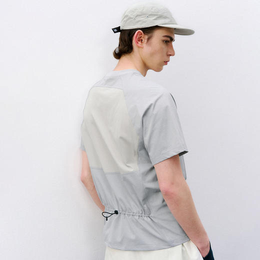 714street后背网眼吸湿速干运动骑行短袖夏季轻薄肌理感拼接T恤男 商品图3