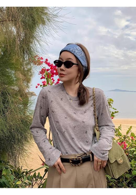 满印蝴蝶结长袖 T 商品图5