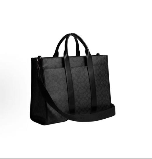 COACH蔻驰 Wesley 41 品牌徽标拉链开合 人造革 托特包ote包购物袋单肩手提包 大号 男女同款情侣款 木炭灰色 商品图1