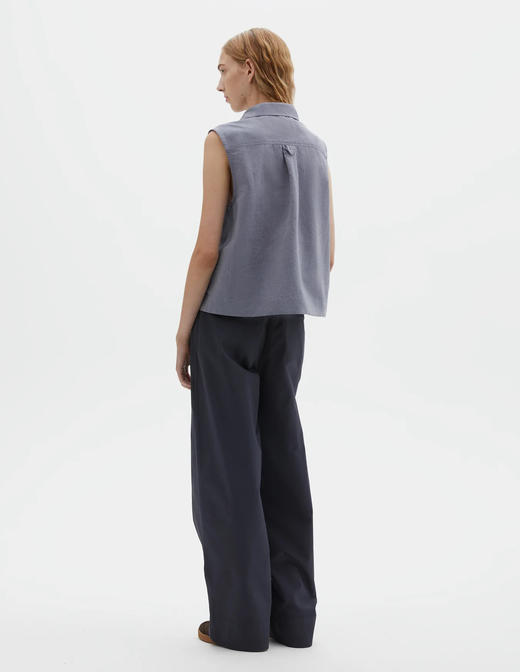 MHL 26SS 雾灰蓝轻量棉麻无袖衬衫 商品图3