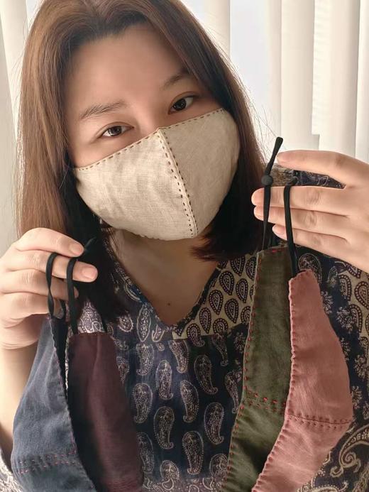 🌿一周发货｜100%亚麻【口罩】 春夏透气防尘 亲肤吸湿 文艺棉麻口罩 可水洗重复用，宽度5.5cm，长度（算挂绳总长）15.5cm 商品图3