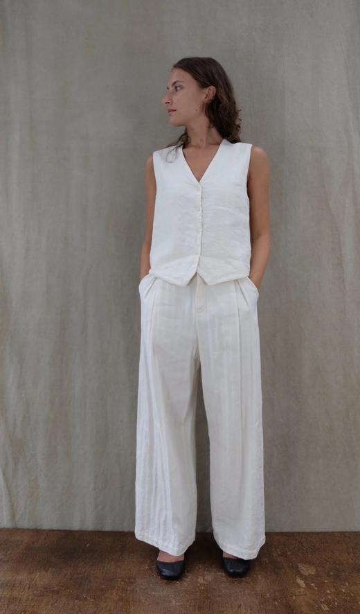 elsa esturgie 棉麻混纺V领无袖马甲(全衬里) 商品图0