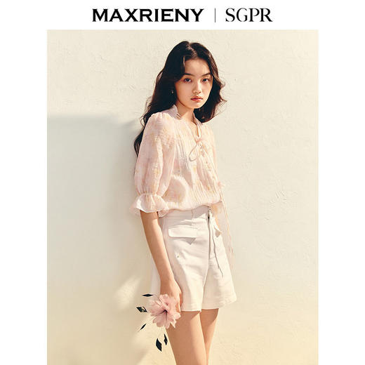 【SGPR】浪漫优雅宽松印花衬衫女25夏肌理感衬衣上衣(货号:MU86TP005) 商品图2