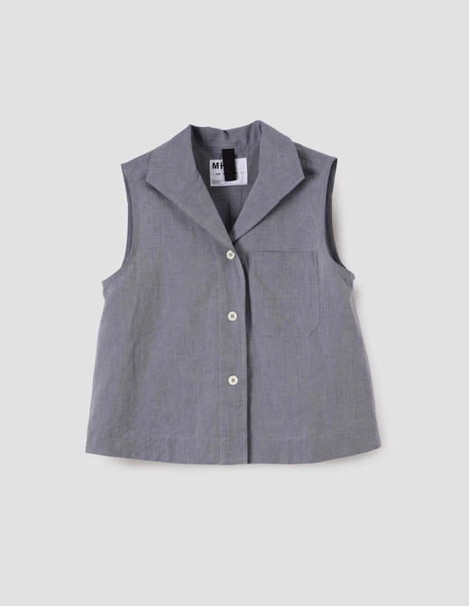 MHL 26SS 雾灰蓝轻量棉麻无袖衬衫 商品图4